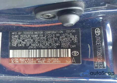 2006 Scion Tc from USA, damaged, VIN JTKDE177360124132